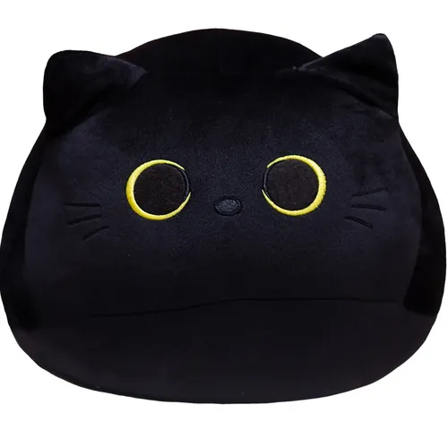 8-55cm flauschige schwarze Katze Plüschtiere Stofftier Katzen weiches Kissen Nickerchen Kissen Haupt