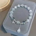 Bracelet en cristal de pierre de clair de lune bleu pour femme argent regardé 925 bijoux à la main