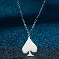 Stainless Steel Necklaces Dainty Jewelry Playing Card Hearts Poker Spade Pendant Necklace Party Gift