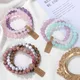 3pcs/set Natural Stone Beads Bracelet 8mm Rose Quartzs Amethysts Opal Stretch Bracelets Set With