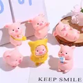 Cute Cartoon Pink Pig Figurine Miniaturas Ornament Resin Piggy Statue Collection Toy Fairy Garden