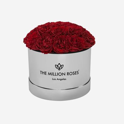 Classic Mirror Silver Dome Box | Red Carmen Roses
