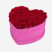 Heart Hot Pink Suede Box | Red Roses