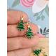 10x Gold Coloured Christmas Tree Charms, Xmas Green Alloy Enamel Christmas Tree Pendants, Small Tree Alloy Enamel Christmas Charms