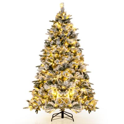 Costway Flocked Christmas Tree with 250 Warm White...