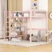 Twin Size Metal Loft Bed Metal Platform Twin Bed Frame with 4-Tier Shelves Headboard and Storage Design for Your Children