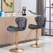 2Pcs Velvet Swivel Armless Bar Stools Adjustable Dining Chair