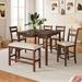 6-Piece Dining Table Set with Storage Drawer and 6 Seats,Counter Height Square Kitchen Set with Upholstered Chair and Bench