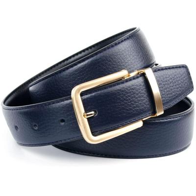 Ledergürtel ANTHONI CROWN, Damen, Gr. 95, schwarz (dunkelblau, schwarz), Leder, unifarben, Gürtel, Wendegürtel in dunkelblau und schwarz, Schließe mattgoldfarben Image