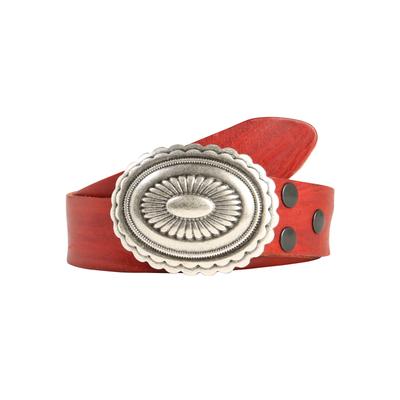 Ledergürtel, Damen, Gr. 115, rot, Leder, RETTUNGSRING BY SHOWROOM 019, unifarben, casual,modisch, Gürtel, mit austauschbarer Schließe »Mandala Silber« Image