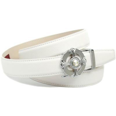Ledergürtel ANTHONI CROWN, Damen, Gr. 110, weiß, Leder, unifarben, Gürtel, Femininer Ledergürtel in weiß mit runder Schließe Image