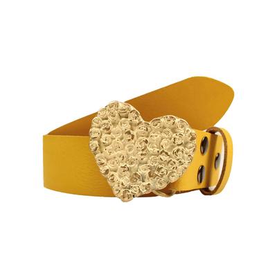 Ledergürtel, Damen, Gr. 100, gelb, Leder, RETTUNGSRING BY SHOWROOM 019, unifarben, casual,modisch,elegant, Gürtel, mit austauschbarer Schließe »Rosenherz Antik Gold« Image