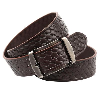 Ledergürtel ANTHONI CROWN, Damen, Gr. 100, braun (dunkelbraun), Leder, unifarben, Flechtoptik, modisch,klassisch, Gürtel, Pflanzlich gegerbter Vollrindledergürtel mit Flecht-Prägung Image