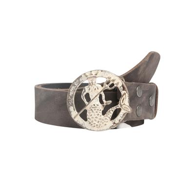 Ledergürtel, Damen, Gr. 120, grau, Rindsleder, RETTUNGSRING BY SHOWROOM 019, unifarben, modisch, Gürtel, mit Neptun-Koppelschließe, Antik-Look Image