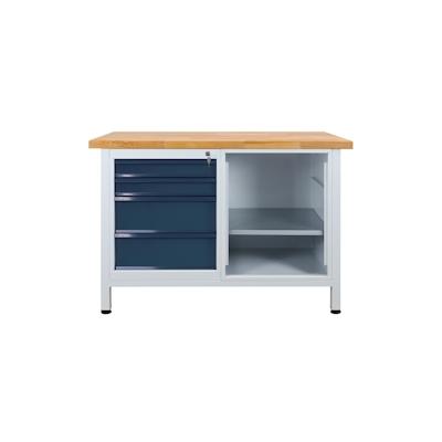 PROREGAL Werkbank Rhino mit 4 Schubladen + Regalteil | HxBxT 84x120x60cm | Traglast 300kg | Lichtgrau/Anthrazitgrau Image