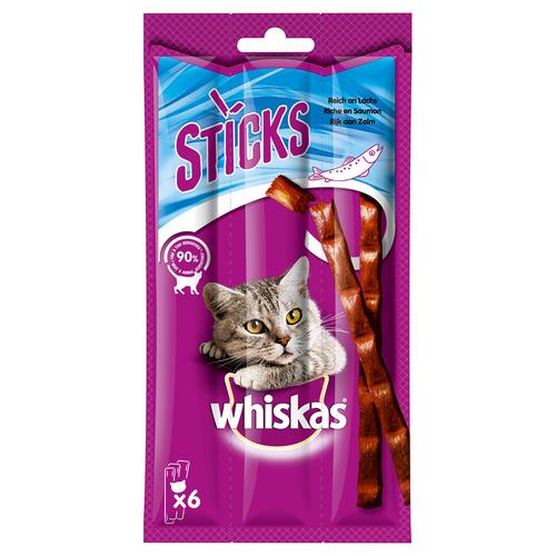 28x 36g Whiskas Sticks Reich an Lachs Katzensnacks