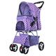 PJDDP 4 Wheels Pet Stroller for Small Medium Dogs and Cats,Foldable Pet Stroller with Stoller Basket,Travel Folding Carrier,pet cart,Cat Dog Cage,Purple Dot