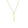 925 Sterling Silver Gold Plated Square Tube Vertical Bar Adjustable Necklace Jewelry Gifts for Women - 46 Centimeters