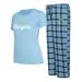 Women's Concepts Sport Powder Blue/Navy Los Angeles Chargers Arctic T-Shirt & Flannel Pants Sleep Set