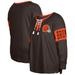 Women's New Era Brown Cleveland Browns Plus Size Lace-Up Notch Neck Long Sleeve T-Shirt