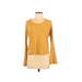 Sabrinas Long Sleeve Top Yellow Print Scoop Neck Tops - Women's Size 2
