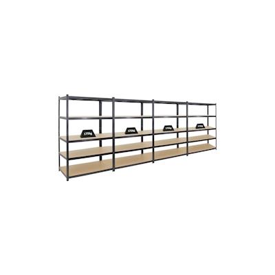 PROREGAL Mega Deal | 4x Schwerlastregal TAURUS | HxBxT 180x120x60 cm | Fachlast 175kg | Schwarz | Stecksystem Lagerregal Regalsystem 4 Stk. Image