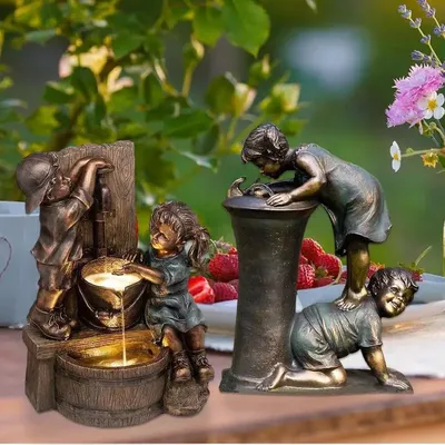 Sculpture de jardin avec eau courante décoration de jardin intensifiée pour jardin pelouse cour