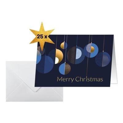 25er-Pack Weihnachtskarten (inkl. Umschläge) »Graphic Christmas balls« A6 weiß, Sigel, 10.5x14.8 cm