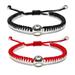 Handmade Braided Bracelets Baseball Gifts for Boys Adjustable Wristbands with Baseball Beads Inspirational Baseball Bracelets for Girls Teens Adults (Red and Black 2PCS)