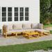 vidaXL 6 Piece Patio Lounge Set with Light Gray Cushions Solid Wood