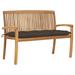 Buyweek Stacking Patio Bench with Cushion 50.6 Solid Teak Wood