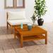 Buyweek 2 Piece Patio Sofa Set with Cream White Cushions Acacia Wood