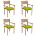 Buyweek Patio Chairs 4 pcs with Bright Green Cushions Solid Teak Wood