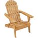 Folding Adirondack Chair Set Of 1 Outdoor 300LBS Solid Wood Garden Chair Weather Resistant Lounge Chairs For Garden/Yard/Patio/Lawn Natural Wood
