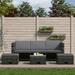 Buyweek 4 Piece Patio Lounge Set with Cushions Poly Rattan Gray