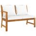 Buyweek Patio Bench 45.1 with Cream Cushion Solid Acacia Wood