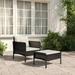 Buyweek 2 Piece Patio Lounge Set with Cushions Black Poly Rattan