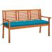 Buyweek 3-Seater Patio Bench with Cushion 59.1 Solid Eucalyptus Wood