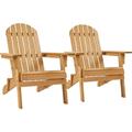 Set Of 2 Folding Adirondack Chair Outdoor Weather Resistant Chairs For Patio Deck Garden Backyard Deck Fire Pit Brown