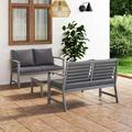 Buyweek 3 Piece Garden Lounge Set with Cushion Solid Acacia Wood Gray