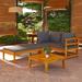 Buyweek 3 Piece Patio Lounge Set with Dark Gray Cushions Acacia Wood