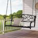 Outdoor 2-Person Metal Swing Bench Chair for Patio - Hanging Porch Swing with Chains