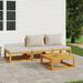 Buyweek 4 Piece Patio Lounge Set with Light Gray Cushions Solid Wood