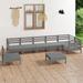 Buyweek 8 Piece Patio Lounge Set Solid Pinewood Gray