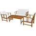 Buyweek 4 Piece Patio Lounge Set with Cushions Solid Acacia Wood