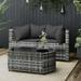 Buyweek 3 Piece Patio Lounge Set with Cushions Gray Poly Rattan