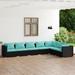 Buyweek 7 Piece Patio Lounge Set with Cushions Poly Rattan Black
