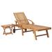 vidaXL Sun Lounger with Table and Cushion Solid Teak Wood