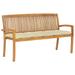 Buyweek Stacking Patio Bench with Cushion 62.6 Solid Teak Wood