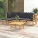 Buyweek 5 Piece Patio Lounge Set with Dark Gray Cushions Bamboo